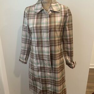 GAP Plaid Trench Coat - Brown and Cream